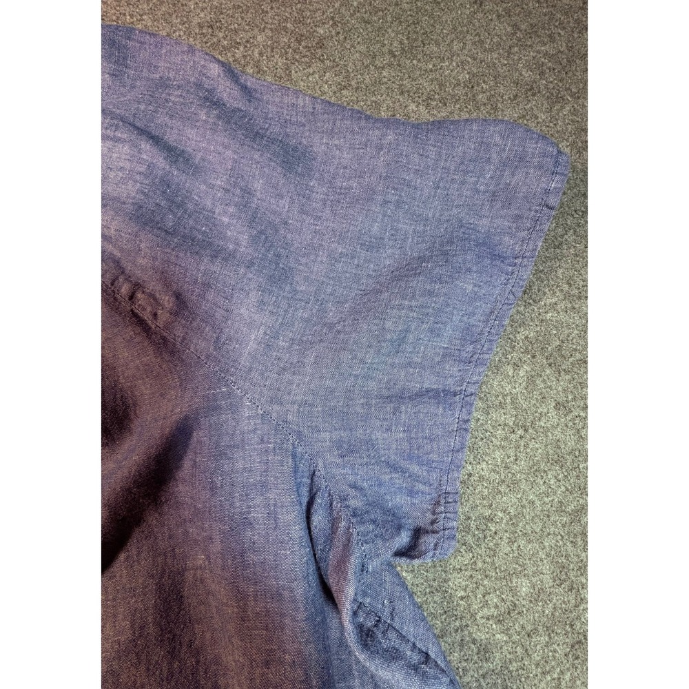 Lane Bryant Blue Chambray Tie Front Ruffle Neck Button Down Top Womens Plus 18 - Picture 6 of 13
